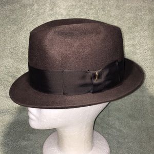 Vintage Stetson 3X Beaver dark brown short brim fedora 6 7/8 selv-edge nice!